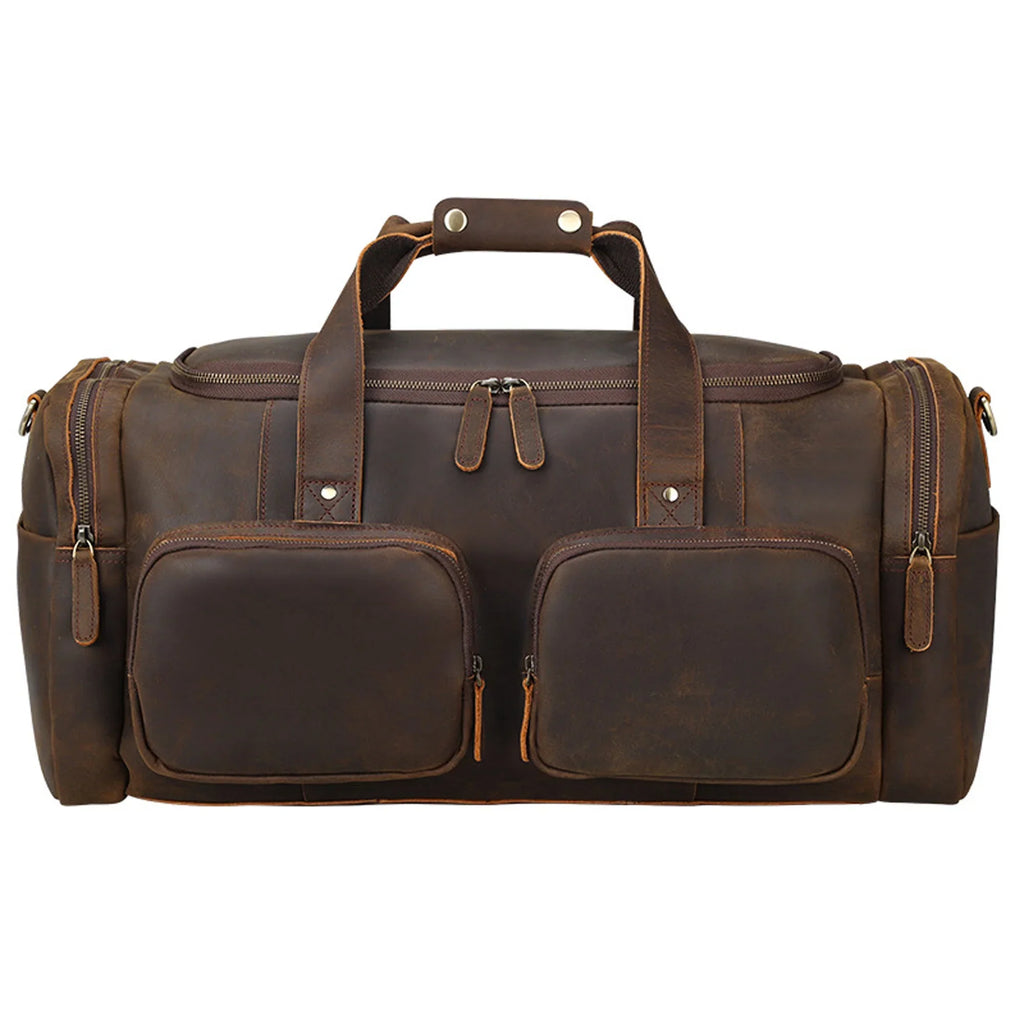 Full Grain Leather Duffle Bag; Travel Bag; Shoulder Bag