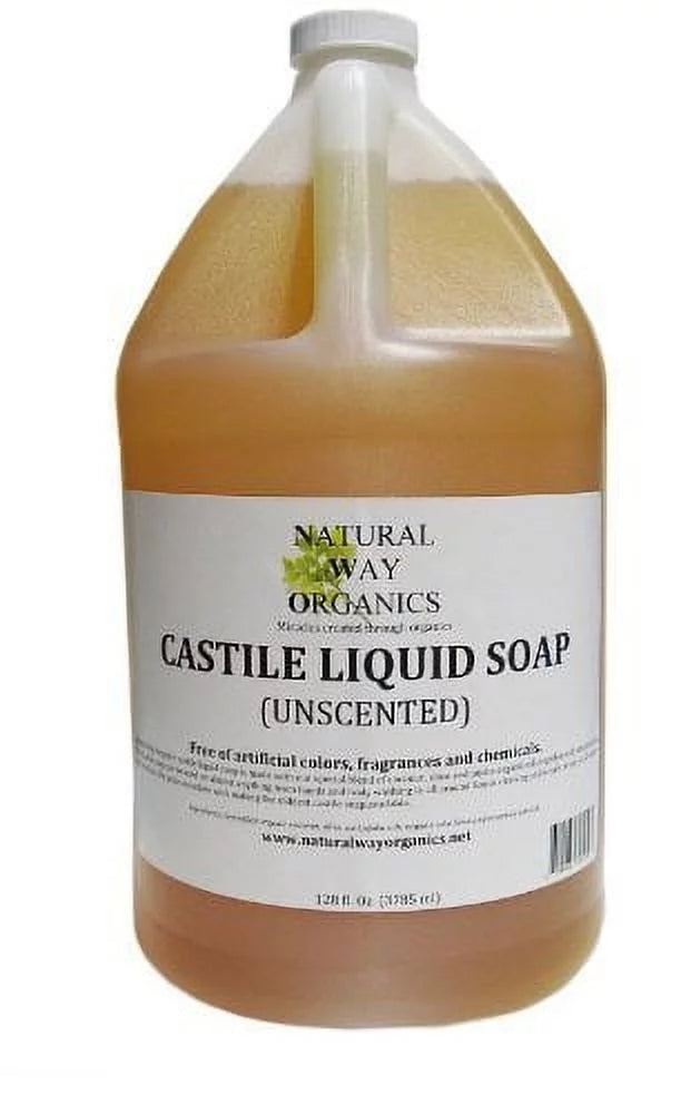 Natural Way Organics Ultra Mild Unscented Castile Soap 100% Pure -No Artificial Chemicals; Fragrances or Colorants 1 Gallon (128 ounce)
