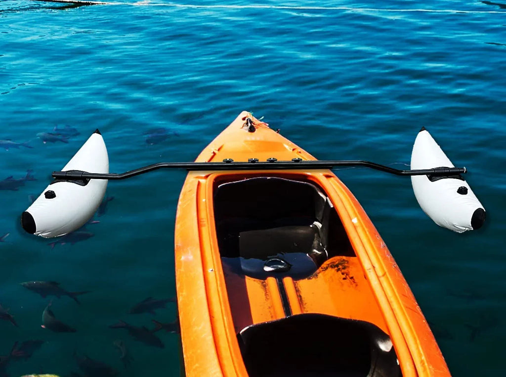 Pactrade Marine Boat Kayak Canoe Outrigger Stabilizer System Inflatable Float Buoy Buoyant Fishing Grey Gray Tube Sidekick Arm Kit Breath Kayaking Rod Adjustable Accessories Repair Patches Outdoor