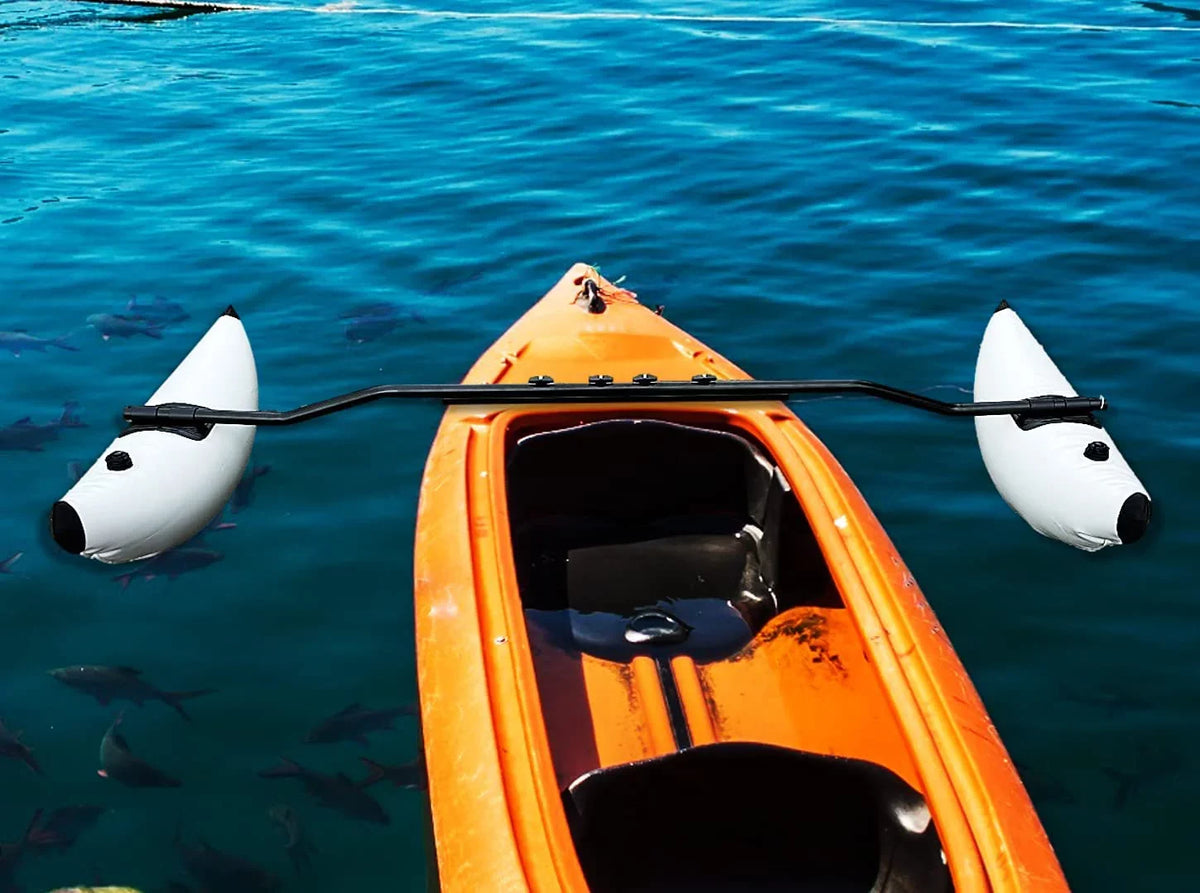 Pactrade Marine Boat Kayak Canoe Outrigger Stabilizer System Inflatable Float Buoy Buoyant Fishing Grey Gray Tube Sidekick Arm Kit Breath Kayaking Rod Adjustable Accessories Repair Patches Outdoor