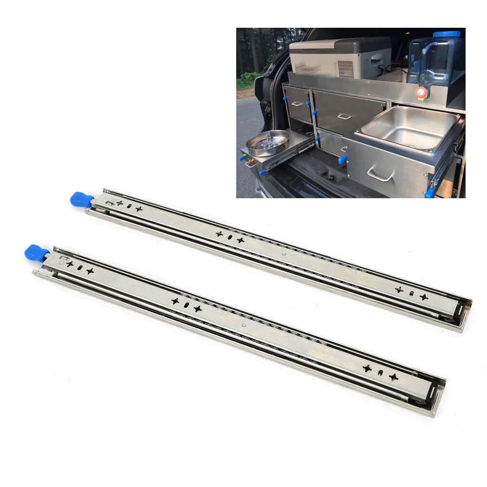 Drawer Slides Heavy Duty Runner Lock Full Extension Trailer Fridge Draw 24"millimeter