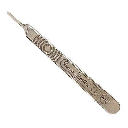 Swann Morton : Scalpel Handle No 3 for blades 10 : 10a : 11 : 12 : 15 : 15a (Original Version) (Original Version) (Solid Stainless Steel)
