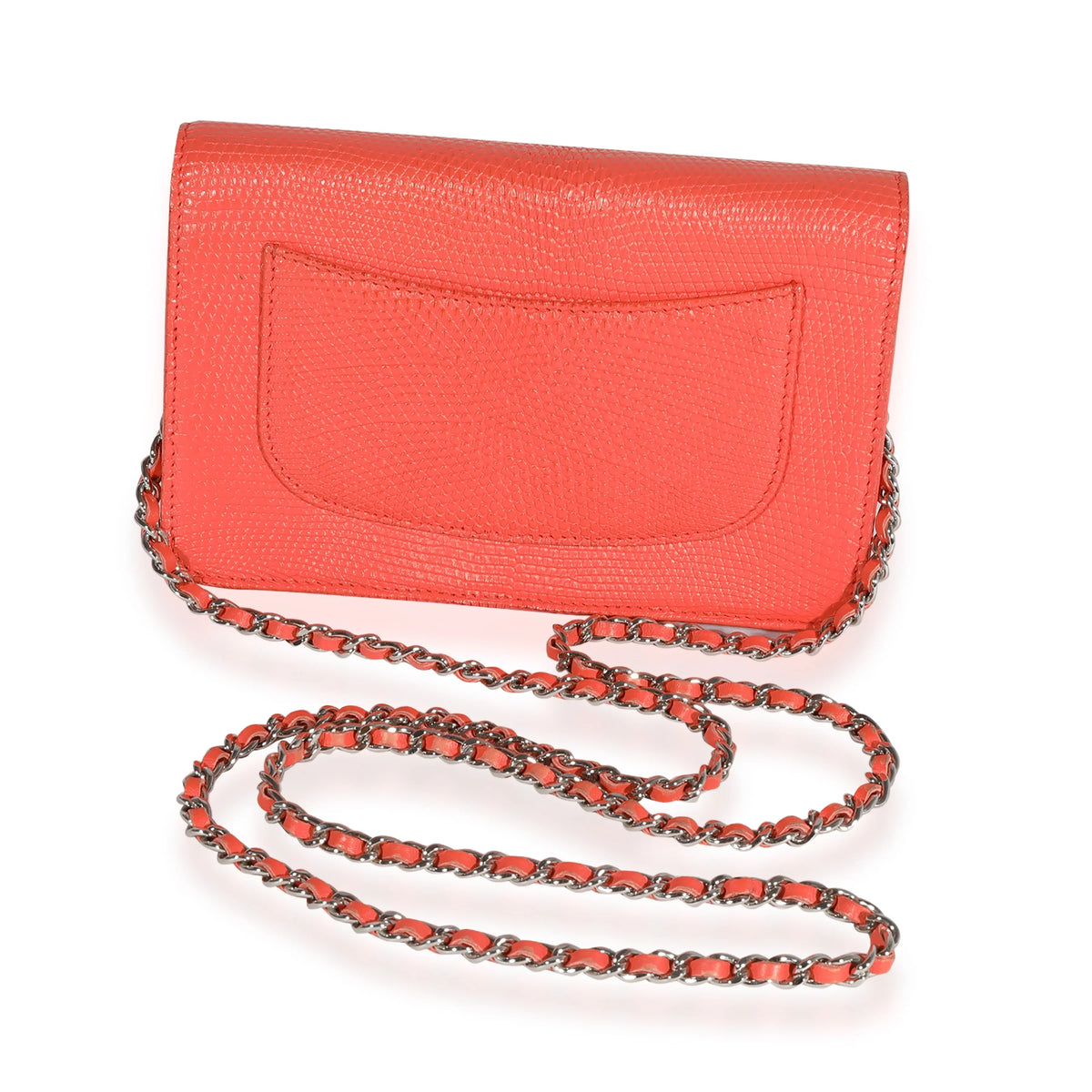 Chanel Coral Lizard Wallet On Chain Pre-Owned