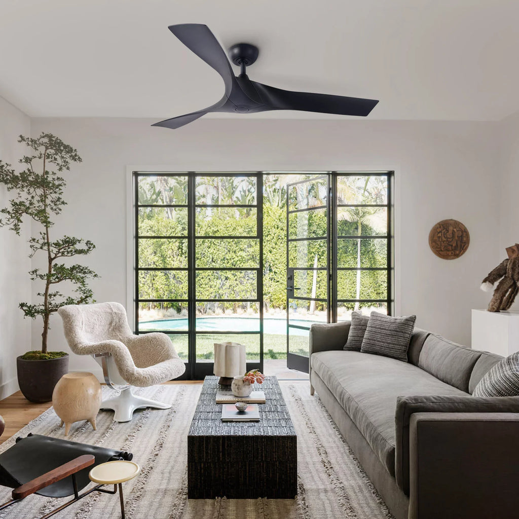 52" Smart Ceiling Fan with Remote Control; 3 Blades; 6 Speeds; Timer; Black