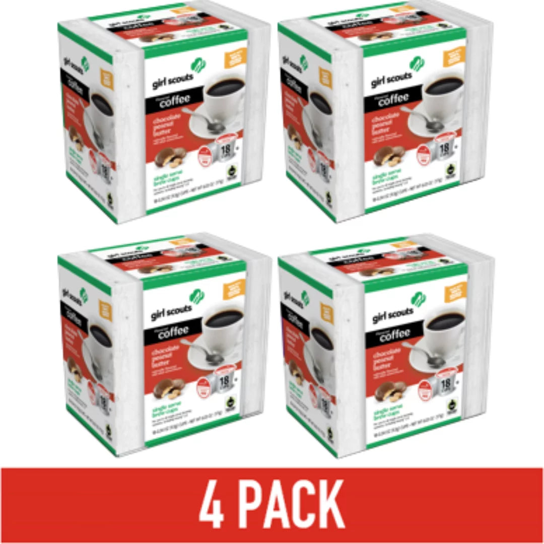 Girl Scouts® Chocolate Peanut Butter Flavored Coffee; Medium Roast; 72 Count (Pack of 4); Single Serve Coffee Pods for Keurig K-Cup Brewers