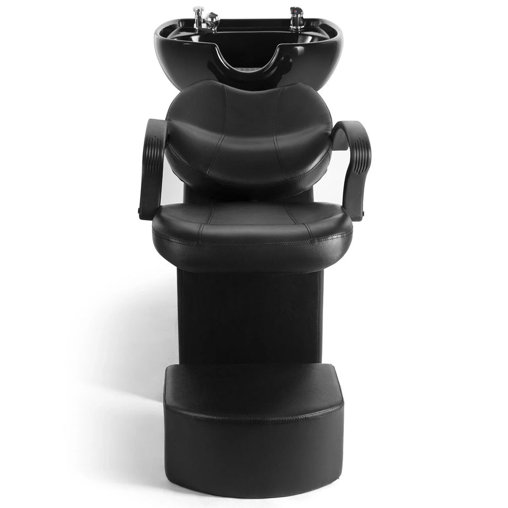 Artist hand Black Shampoo Barber Backwash Chair Salon Spa Beauty w/Ceramic Bowl;Sink; Foot Pedal