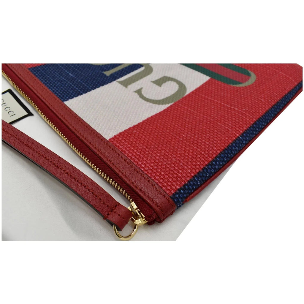Pre-owned GUCCI Linea Merida Web Stripe Canvas Zip Pouch Multicolor 524788