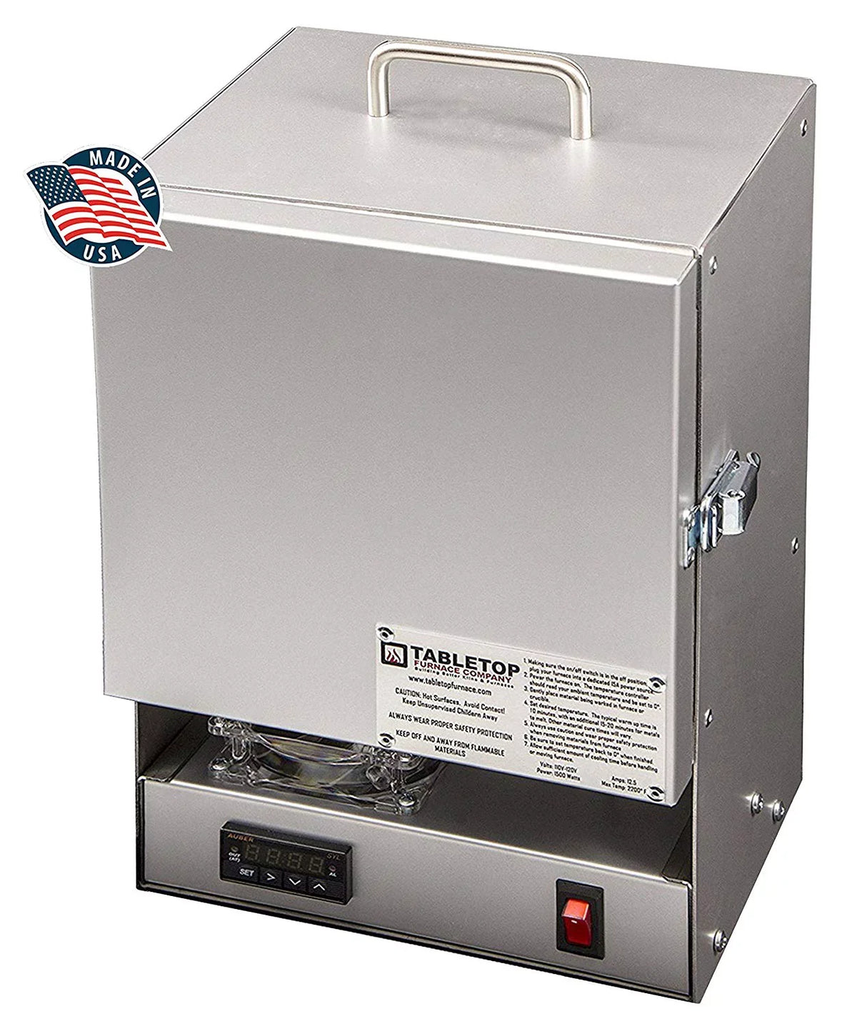 Tabletop Furnace Company RapidFire Pro-L Kiln Stainless Steel Jewelry Making Metal Clay Ceramic Firing Enameling Powered Furnace - FUR-0056