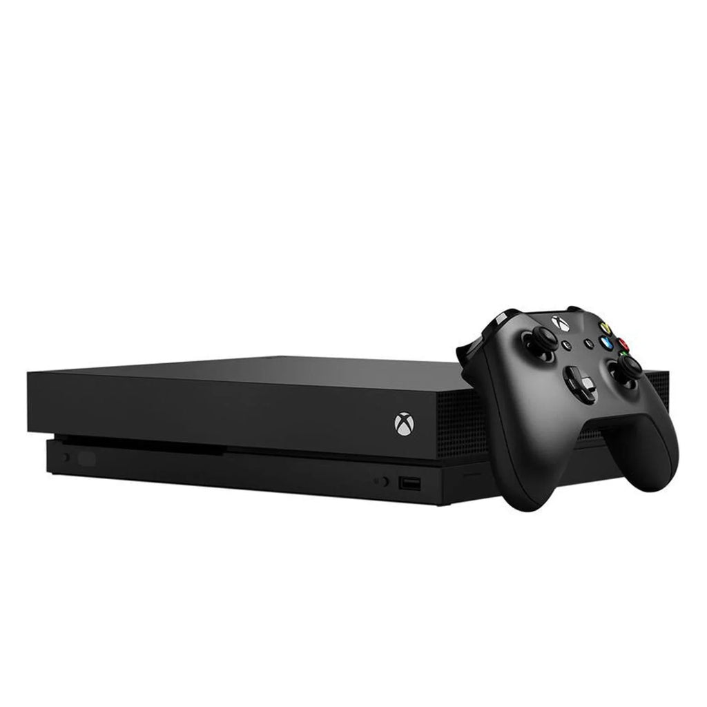 Pre-Owned Microsoft Xbox One X 1TB with 2 Controller; 4K Ultra HD Black with BOLT AXTION Cleaning Kit HDMI Bundle (Refurbished: Like New)