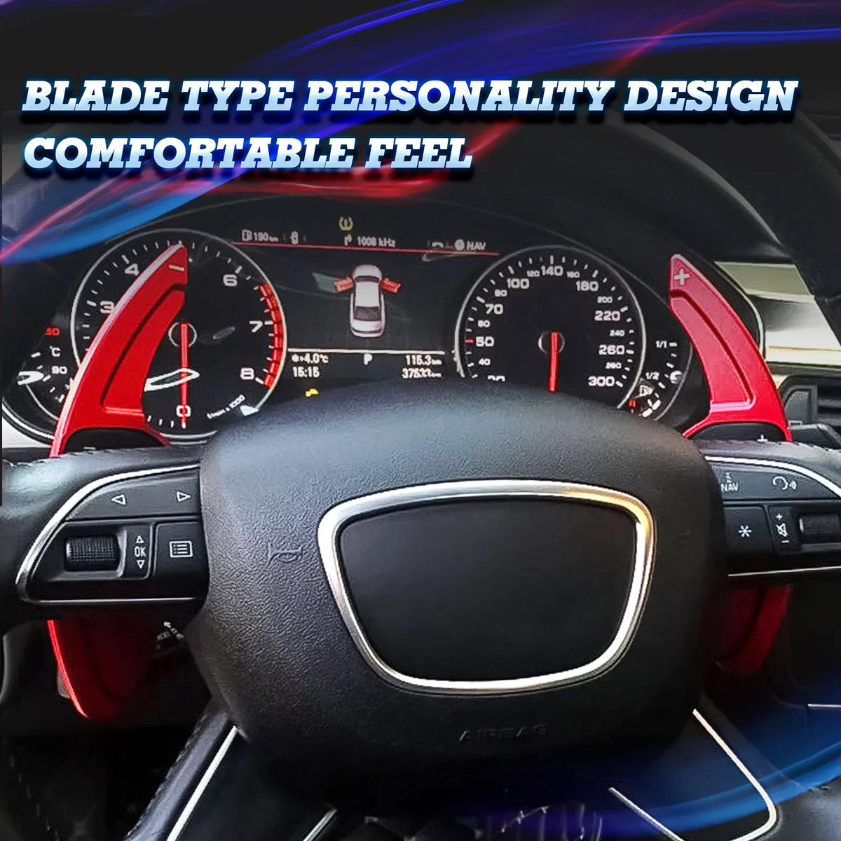 Xotic Tech Steering Wheel Paddle Shifter Cover Trim; CNC Aluminum Alloy; Compatible With Audi A3 A4 A5 A6 A7 A8 S3 S4 S5 S6 S7 S8 RS3 RS6 Q3 Q5 SQ5 Q7 (Red)