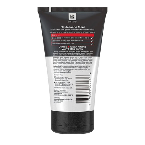 (4-Pack) Neutrogena Men Exfoliating Razor Defense Daily Shave Face Scrub; Conditioning Facial Cleanser for Smoother Skin And Less Razor Irritation; Dye-Free; 4.2 fl. oz