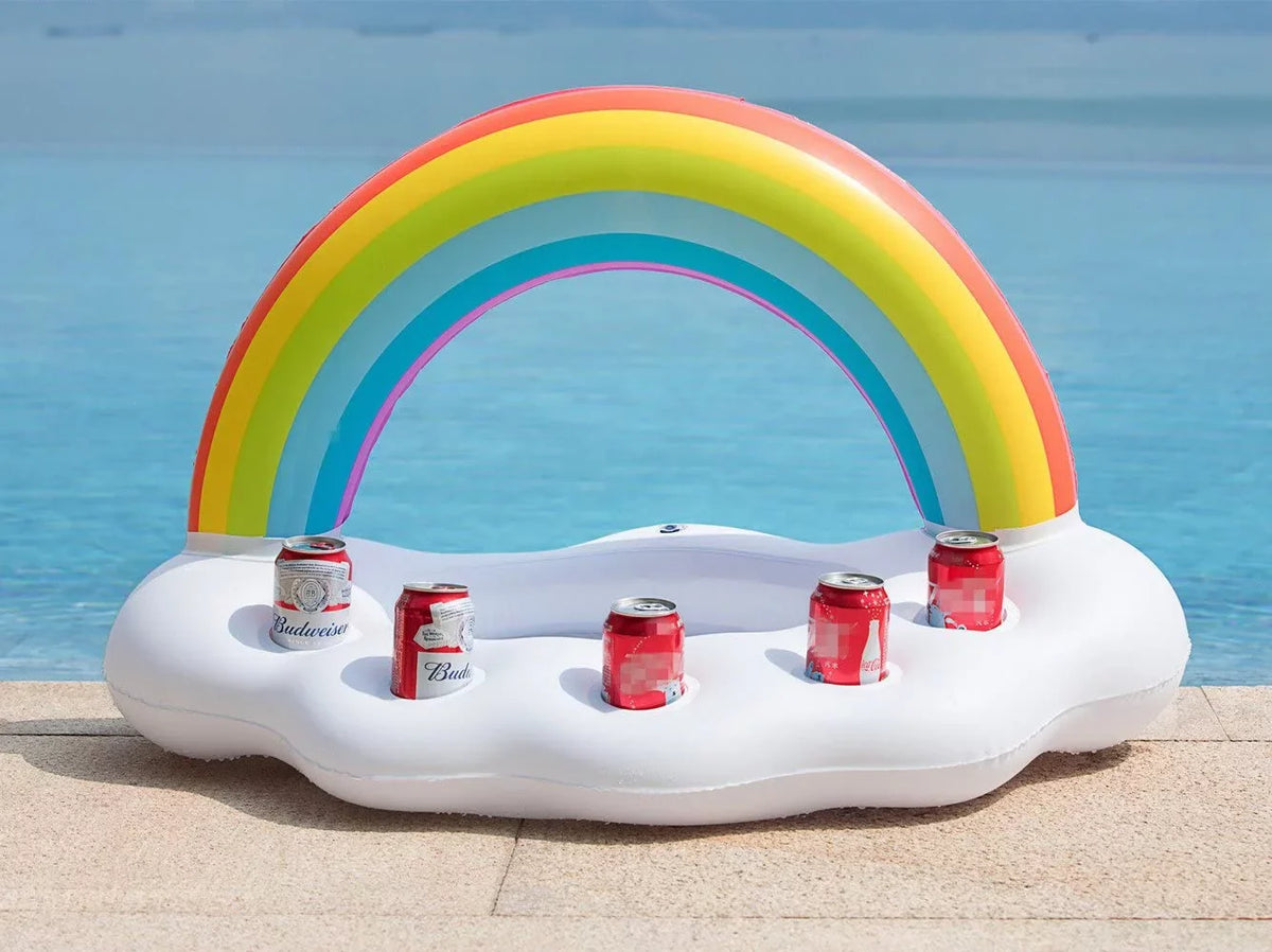 Inflatable Rainbow Cloud Drink Holder Floating Beverage Fun Decorations