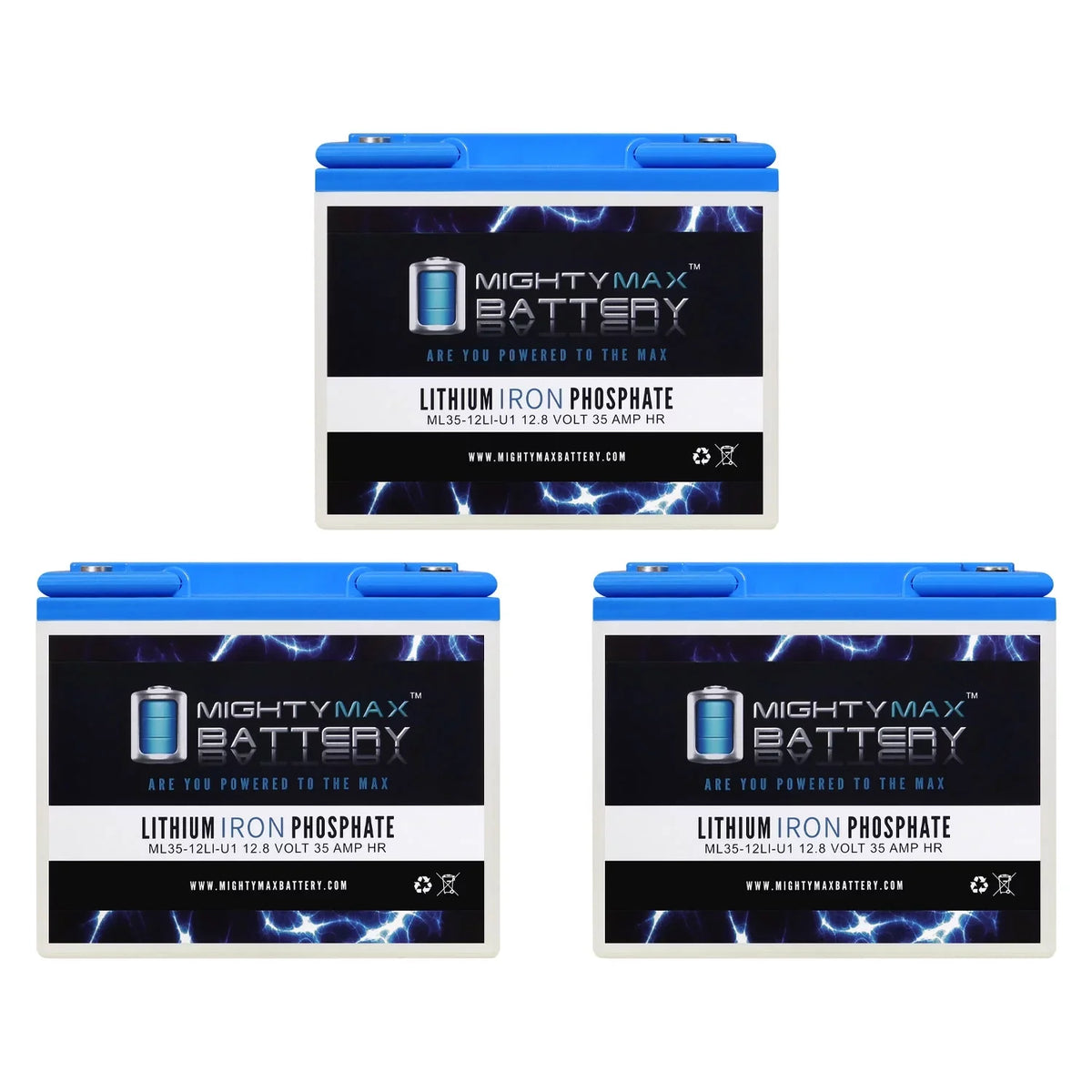 12V 35AH U1 Lithium Replacement Battery compatible with Goal Zero Yeti 400 Solar Generator - 3 Pack