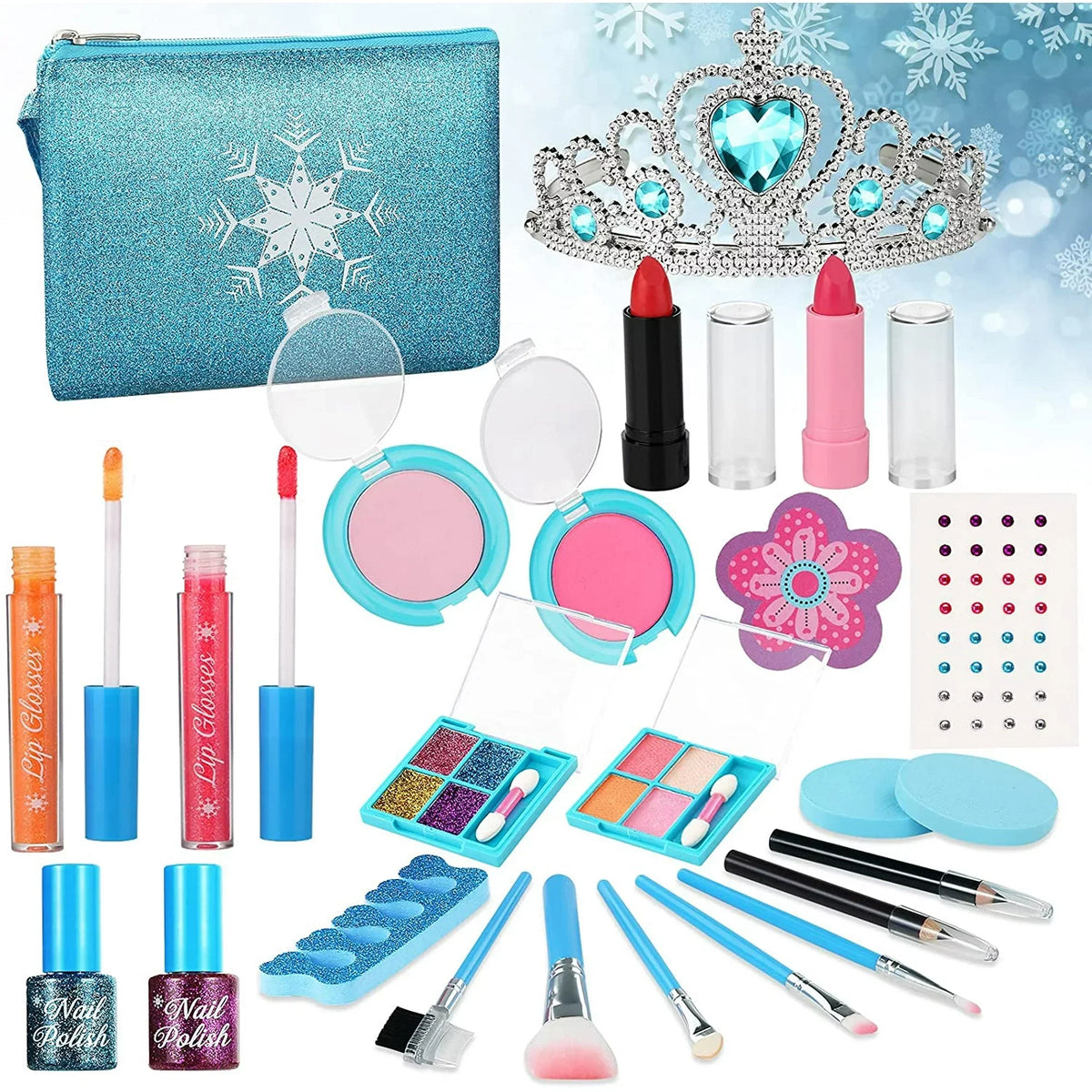 Kids Makeup Kit for Girl; Washable Makeup Set for Girls; Real Makeup for Kids; Girl Toys Princess Children Play Makeup Kit with Cosmetic Case Birthday for 3 4 5 6 7 8 9 10 11 12 Years Old Girls