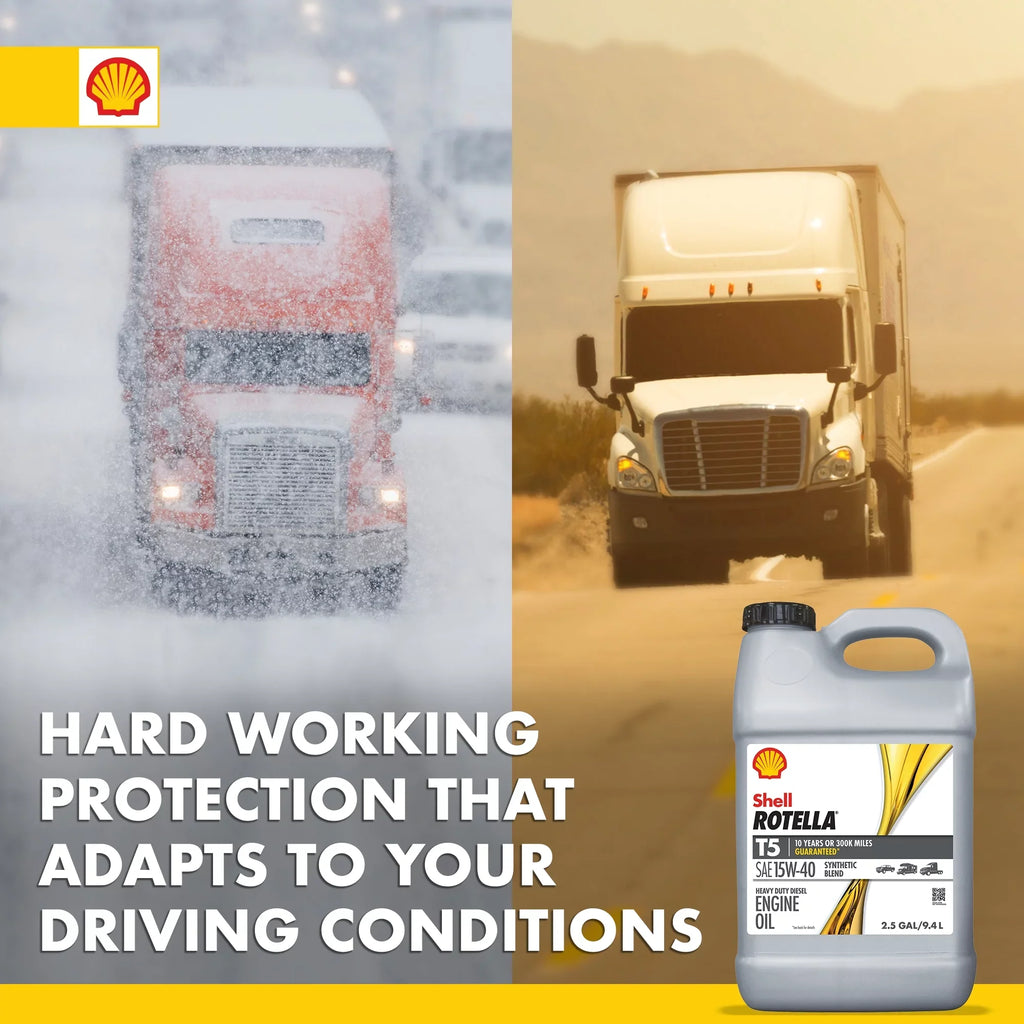 Shell Rotella T5 Synthetic Blend 15W-40 Diesel Engine Oil; 2.5 Gallon