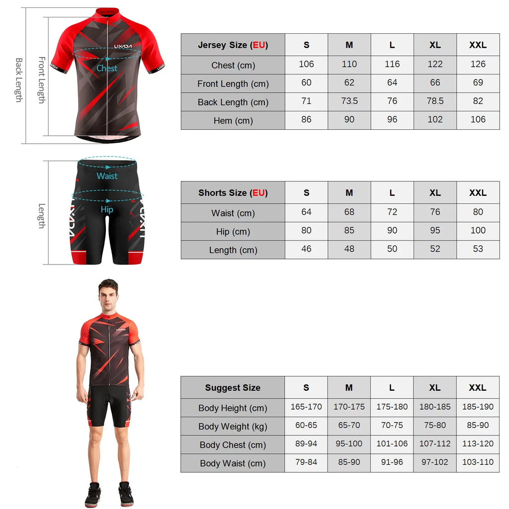 Lixada Cycling Jersey;Padded Mtb Suit Bike Shirt And Shirt And Padded And Padded Mtb Men Breathable Sleeve Buzhi Set Men Mewmewcat Sleeve Bike Shirt Breathable Sleeve Bike