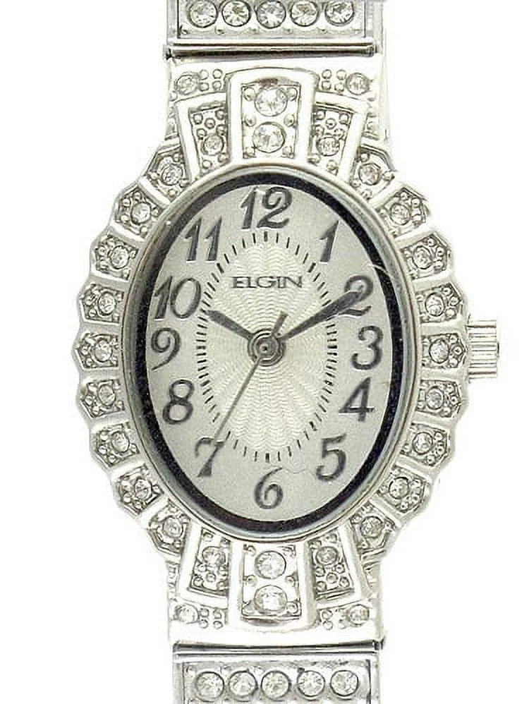Elgin Adult Female Crystal Accent Silver-Tone Dressy Expansion Watch (EG9058)