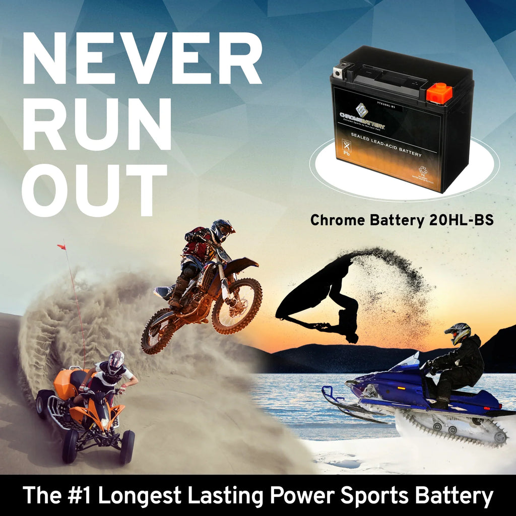 Chrome Battery YTX20HL-BS (20HL-BS 12 Volt;18 Ah; 310 CCA) Jet Ski Battery for Kawasaki Js550 550cc 1983