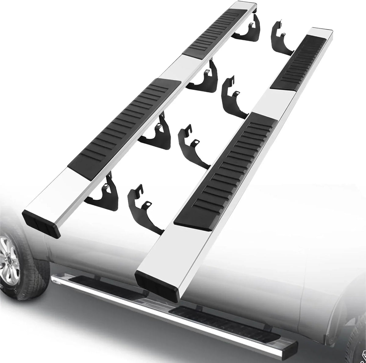 ONINE 6" Chrome Running Boards Custom Fit 2019-2024 Chevy Silverado/Gmc Sierra 1500 & 2020-2024 Silverado/Sierra 2500/3500 Crew Cab Aluminum Polished Side Step Nerf bar