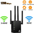 "Happyline" WiFi Range Extender 1200Mbps WiFi Repeater Wireless Signal Booster; 2.4 & 5GHz Dual Band WiFi Extender with Gigabit Ethernet Port; Extend WiFi Signal to Smart Home & Alexa Devices