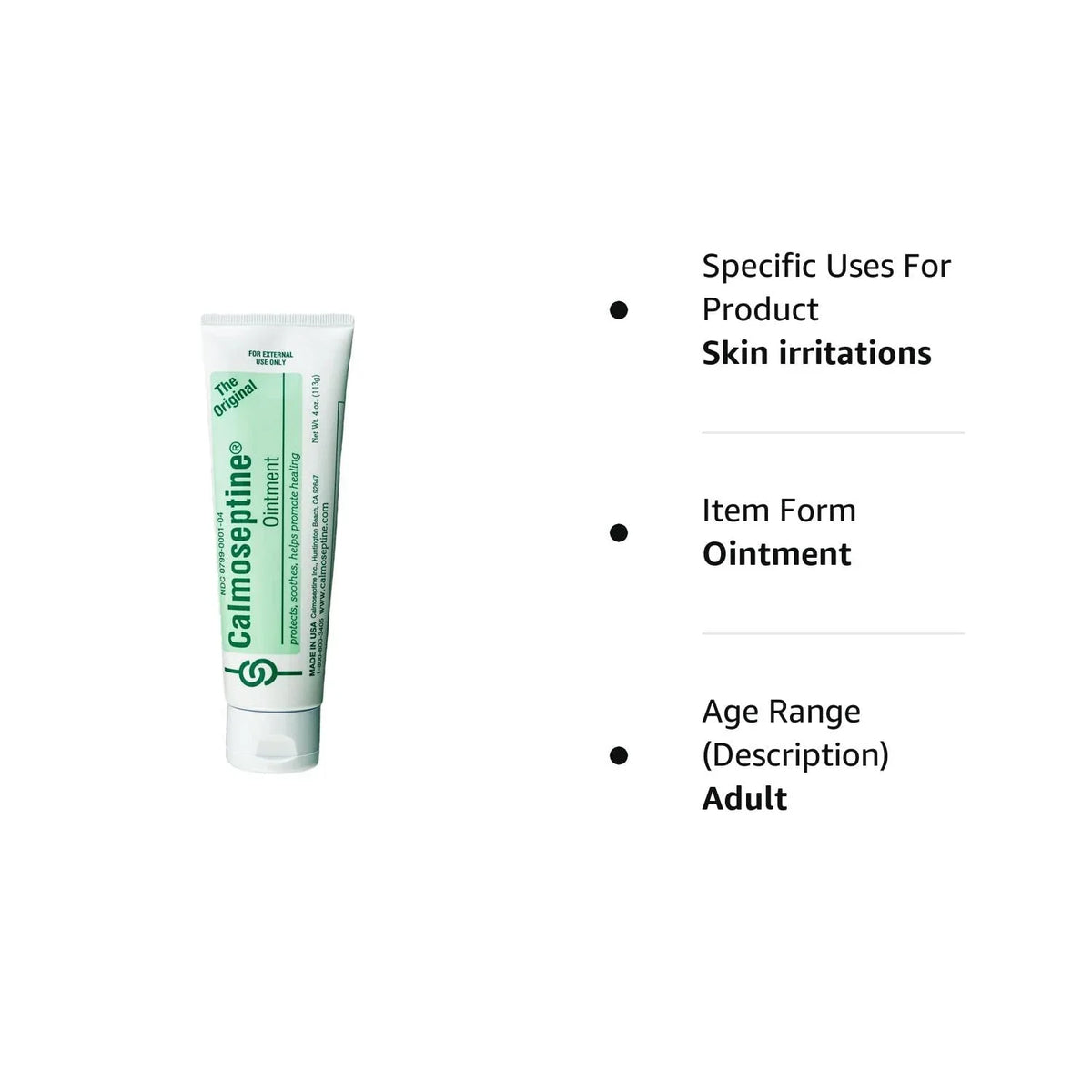 Calmoseptine Skin Healing Moisture Barrier Ointment - Effective for Wound Care; Diaper Rashes; Irritation; Burn; Cuts & Itching with Menthol & Zinc Oxide for Healthy Skincare - 4 Oz; Pack of 3