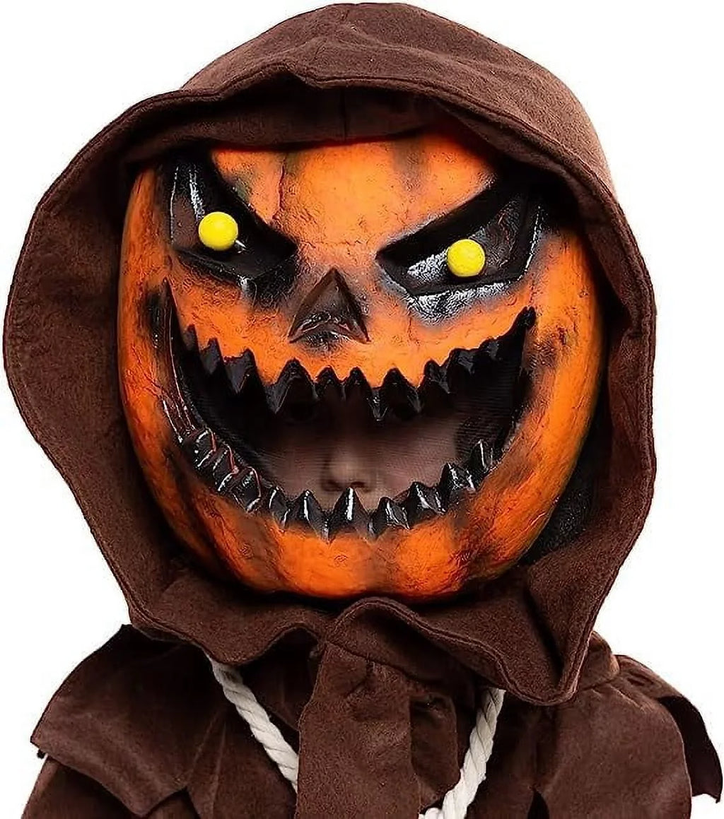 Spooktacular Creations Scary Scarecrow Pumpkin Bobble Head Costume Pumpkin Halloween Mask for Child Juniors Role-Playing (M)