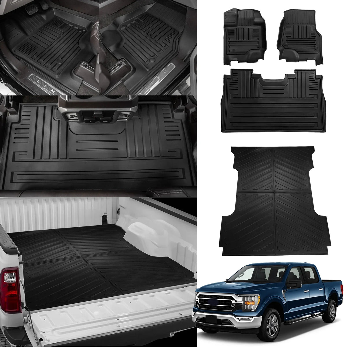 Fit 2015-2024 Ford F150 Lightning SuperCrew Cab Truck Bed Mat 6.5Ft Long Bed Liner F-150 (Fit W/O Fold Flat Storage)