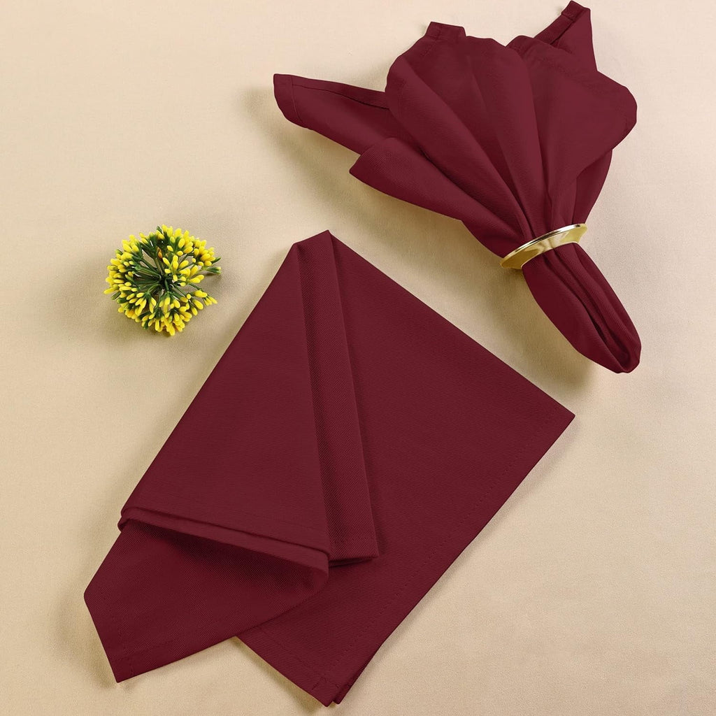 Utopia Kitchen Burgundy Cloth Napkins [12 Pack; 18x18 cm] Cotton Blend Washable and Reusable Table Dinner Napkins for Hotel; Lunch; Restaurant; Weddings; Event and Parties 18x18 cm Burgundy