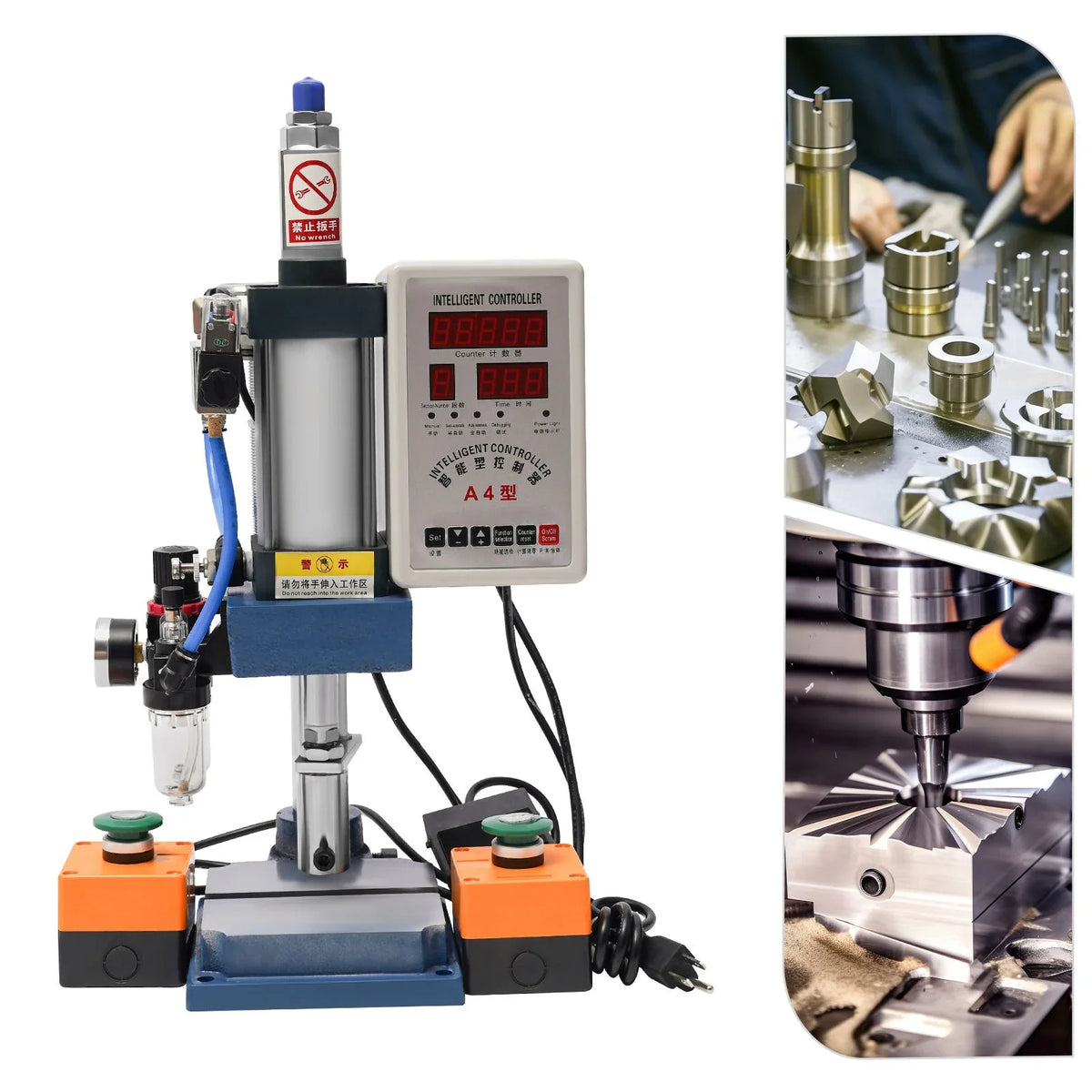 Wuzstar Pneumatic Punch Press Device; 440lbs Digital Double Control Desktop Punching Press Device