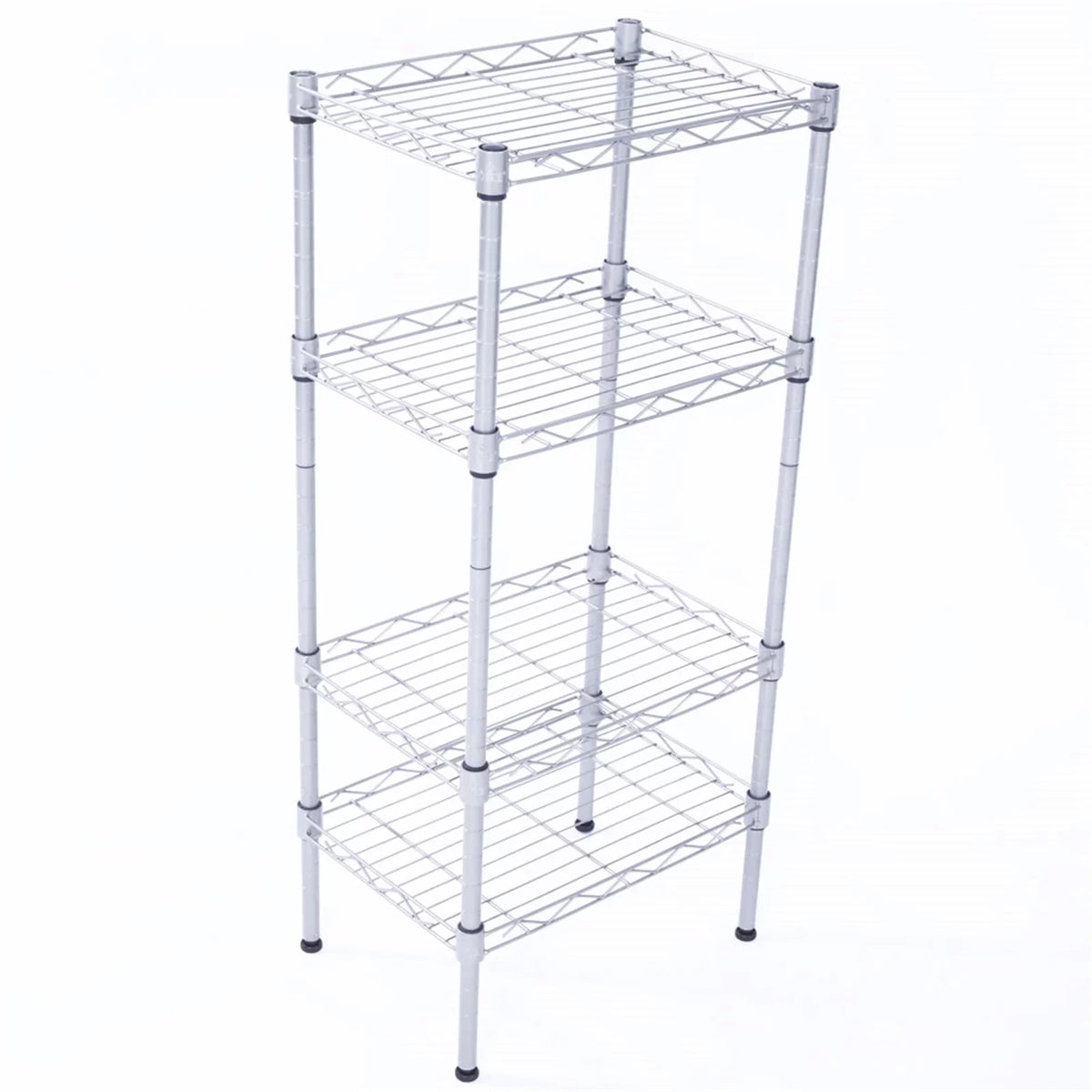 CAIHONG 4-Tier Wire Shelving Unit Metal Storage Rack Adjustable Organizer Perfect for Pantry Laundry Bathroom Kitchen Closet Organization (Silver; 13.77L x 9.84 Wx 31.5H)