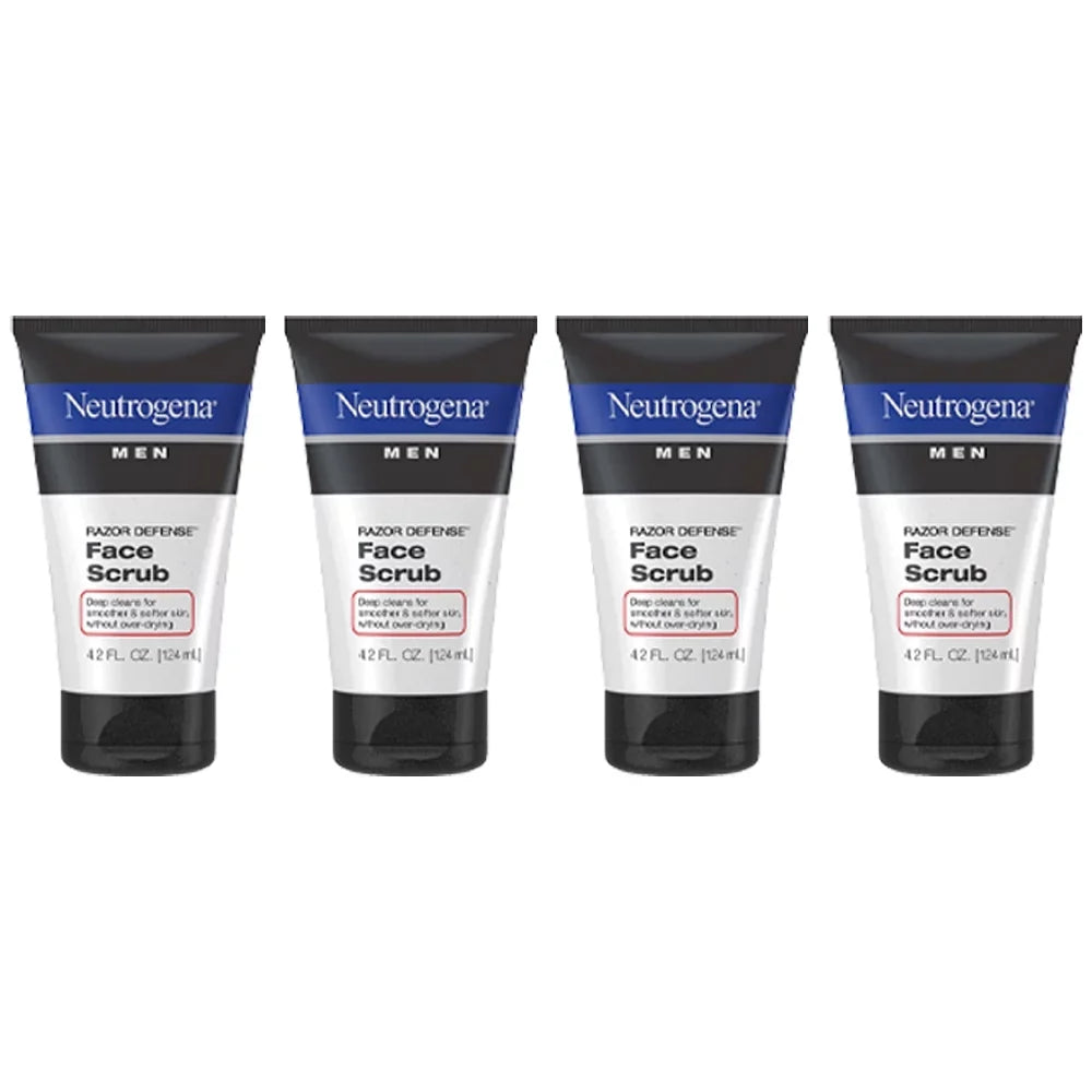 (4-Pack) Neutrogena Men Exfoliating Razor Defense Daily Shave Face Scrub; Conditioning Facial Cleanser for Smoother Skin And Less Razor Irritation; Dye-Free; 4.2 fl. oz