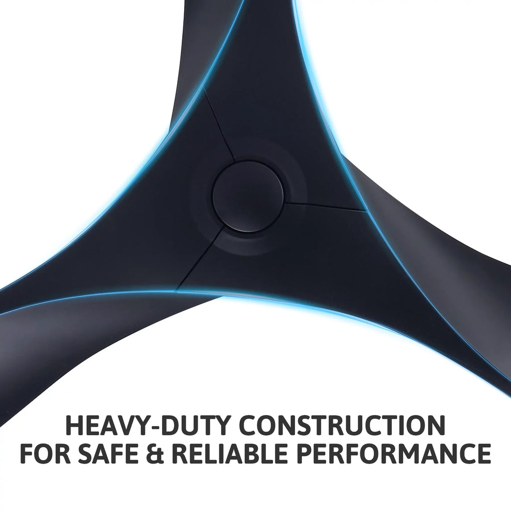 52" Smart Ceiling Fan with Remote Control; 3 Blades; 6 Speeds; Timer; Black
