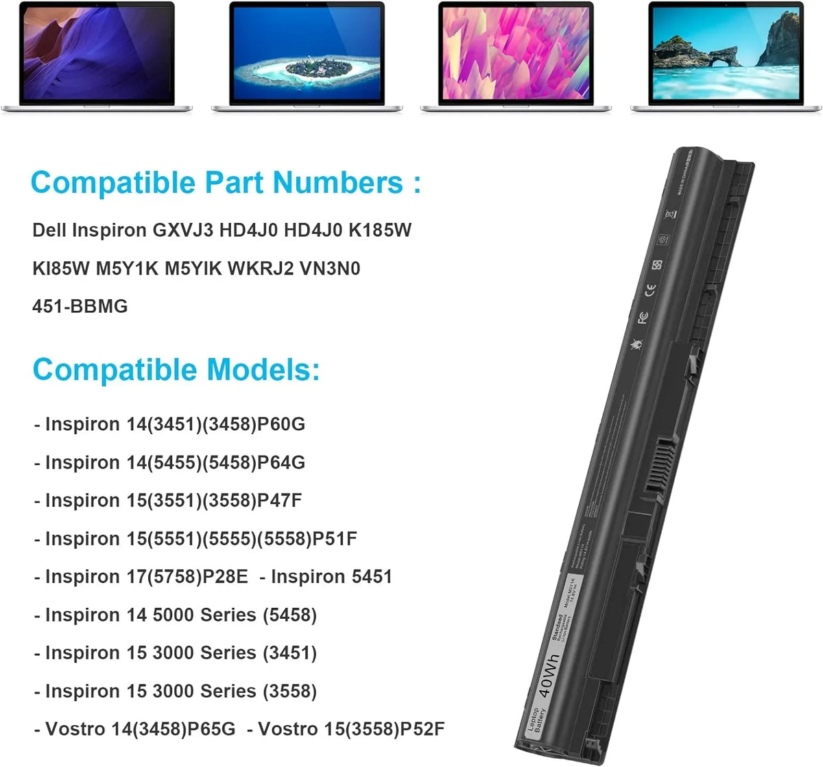 M5Y1K Laptop y for Dell Inspiron 14 15 17 5000 3000 Series 5559 5558 3551 3451 3558 i3558 3567 5755 5756 5458