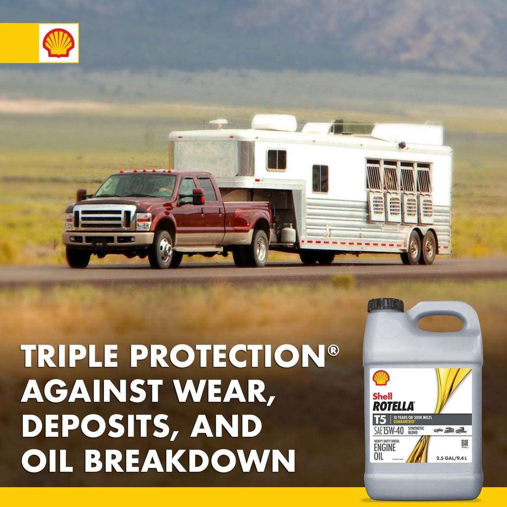 Shell Rotella T5 Synthetic Blend 15W-40 Diesel Engine Oil; 2.5 Gallon