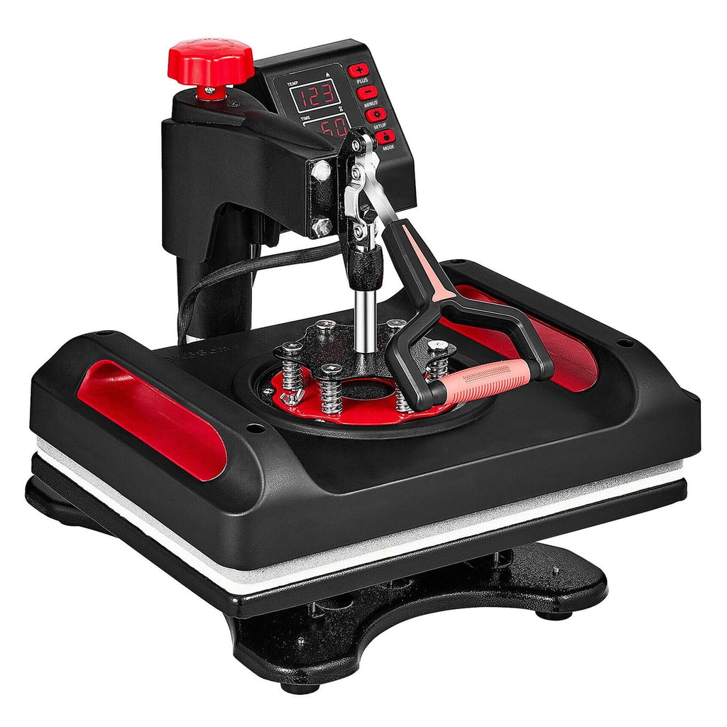 Red Heat Press Device 8 in 1; 12 x 15 footes Sublimation Transfer Printer; Digital Precise LCD Control Printing; 360 Swing Away Vinyl Transfer Printer for T-Shirts; Canvas Bag; Pillow; Banner