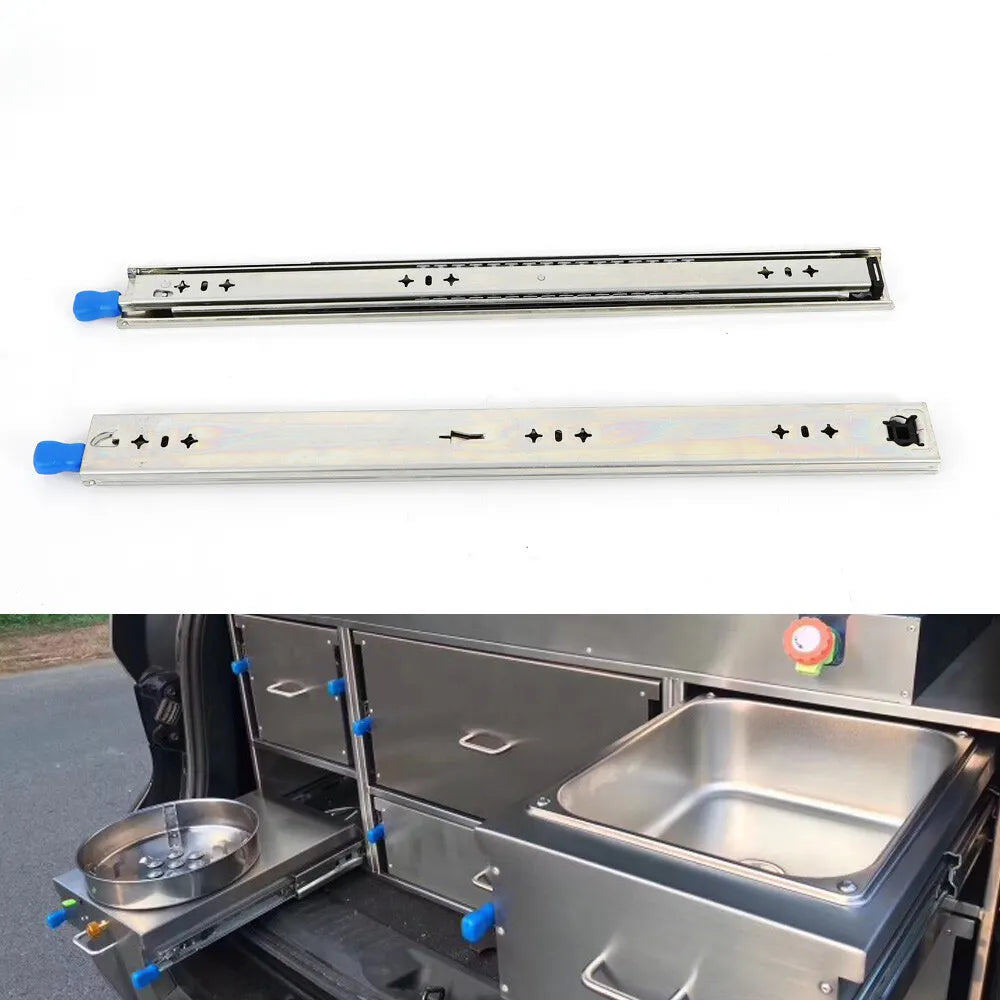 Drawer Slides Heavy Duty Runner Lock Full Extension Trailer Fridge Draw 24"millimeter