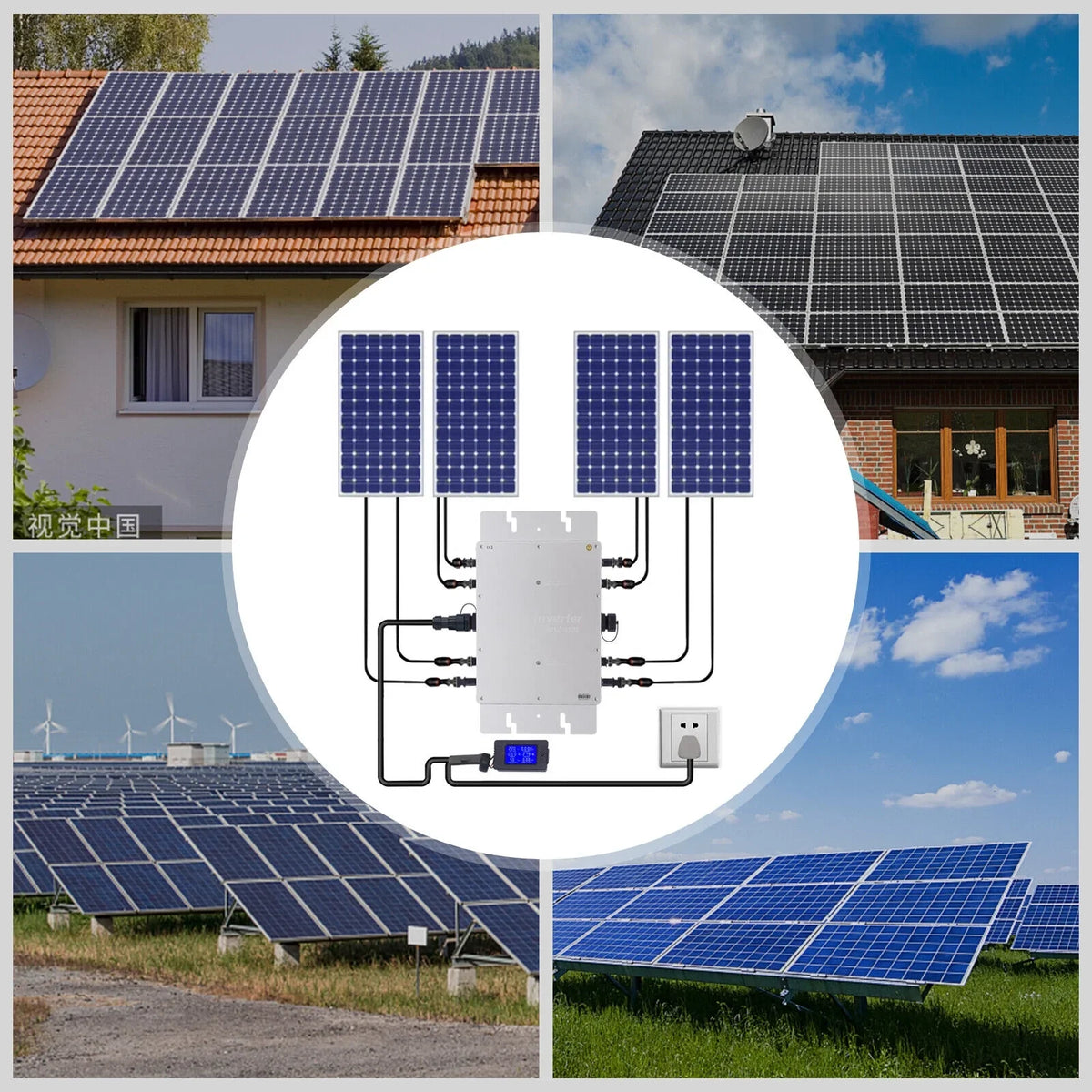WVC-1200W MPPT Solar Micro Inverter Grid Tie Grid Pure Sine Wave Inverter DC-AC