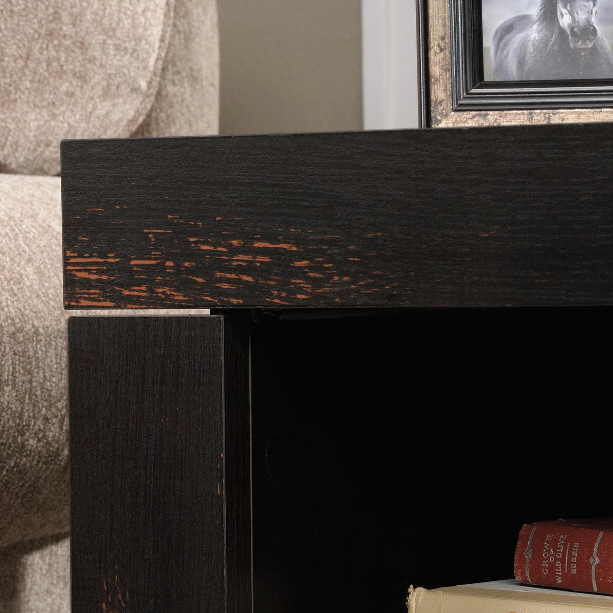 Sauder Dakota Pass End Table; Char Pine Finish
