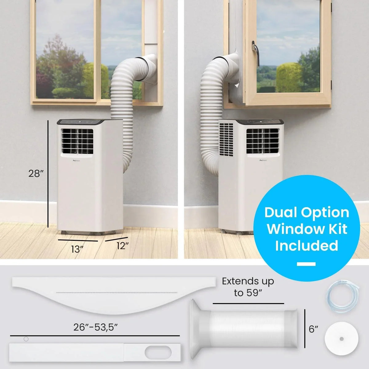 QCAI 4 in 1 Portable Air Conditioner for Room 10000 BTU 450SqFt Air Conditioning Unit; Smart Air Conditioner with Fan; Dehumidifier; Night; Timer; Window Venting Kit; Wifi Portable AC Unit