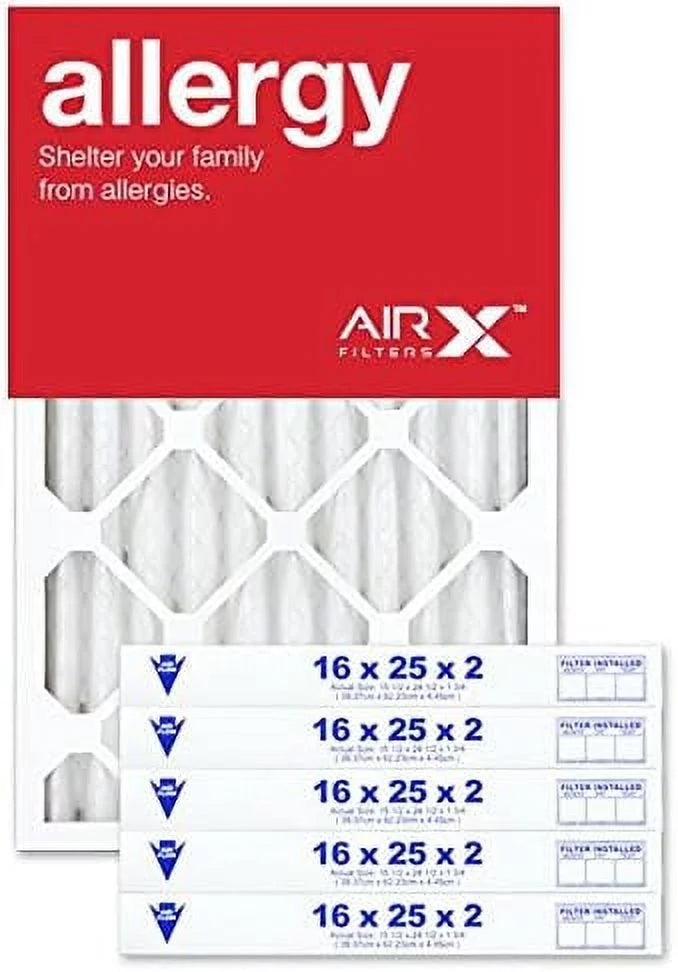 16X25x2 Air Filter MERV 11 Pleated HV Furne Air Filter; Allergy 6-Pk; Made In The
