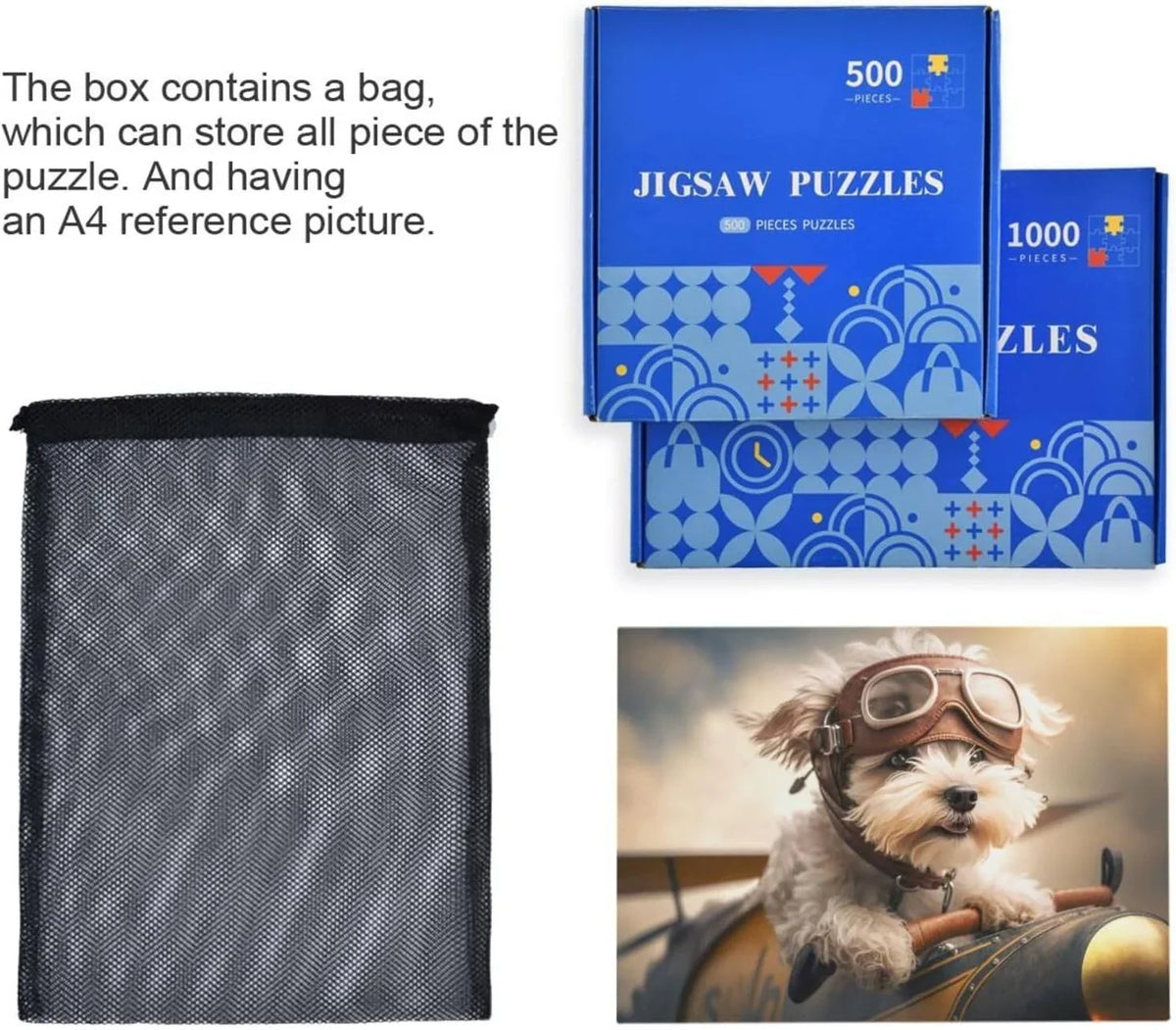 500 PCS Pilot in Airplane Jigsaw Puzzle; Paper Wood Composite Material Zigsaw with Storage Bag; Puzzle for Adults; Fun Challenging Brain Exercise Family Game Gift for Kids Friends Parents