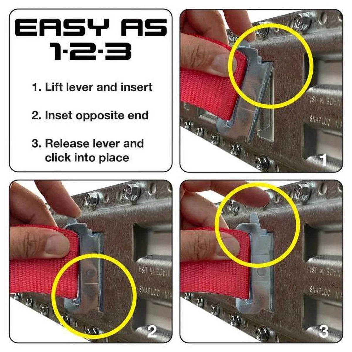 SNAP-LOC Fast-Track E-Track 8 foot 4-Pack USA Galvanized Steel Horizontal Vertical; Logistic Tie-Down for Pickups; Trucks; Trailers
