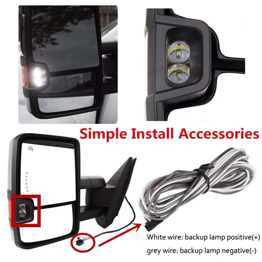 2x Power Heated Smoke Turn Lamp+Backup Blk Tow Mirror For 07-13 Silverado Sierra Fits select: 2007-2014 CHEVROLET SILVERADO; 2007-2013 CHEVROLET TAHOE