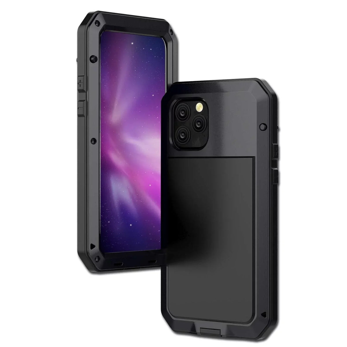 Gorilla Glass Aluminum Metal iPhone 14 Pro Case (Black) Heavy Duty Military Grade Shockproof and Scratch Resistant Protection; Rugged Outdoor Travel