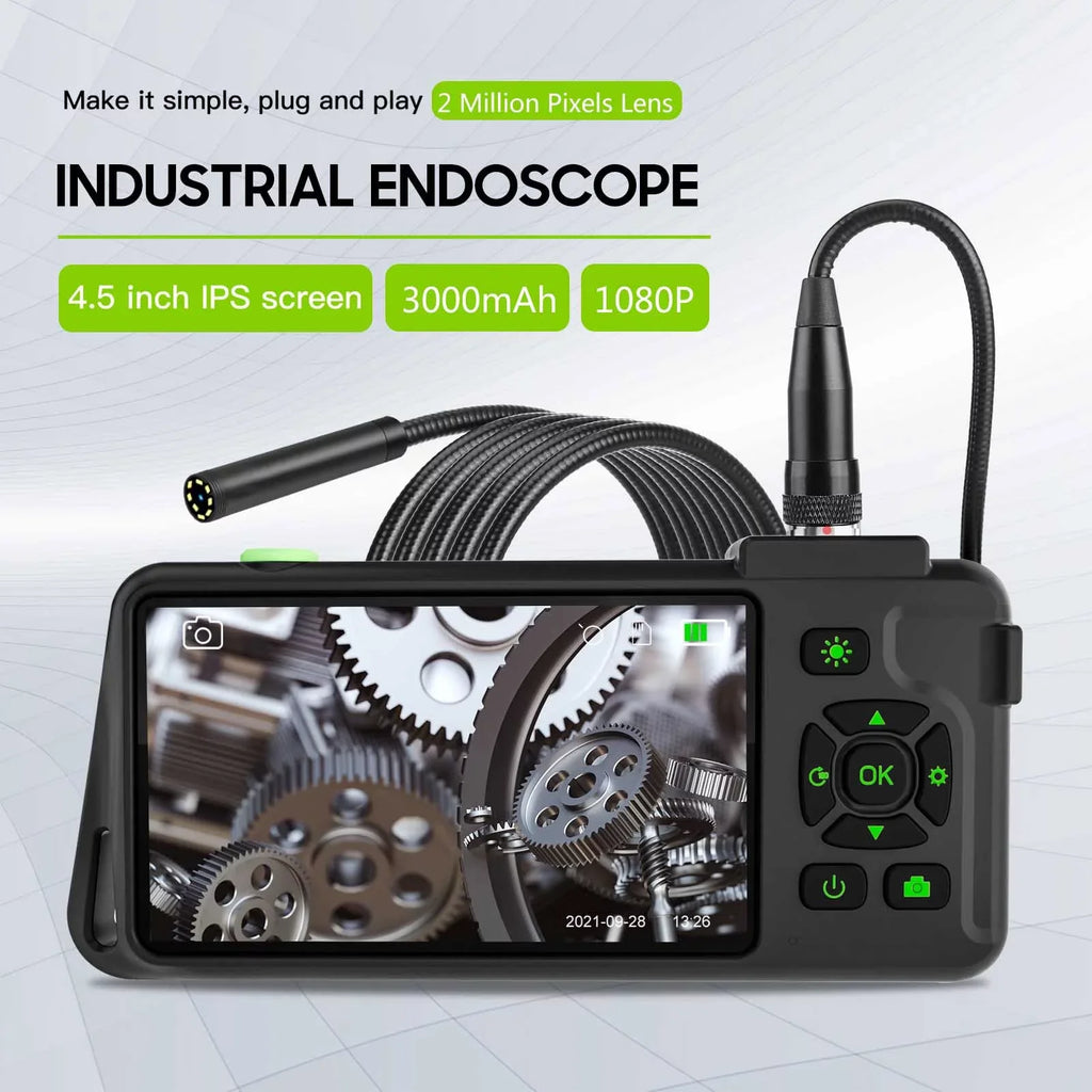 Docooler Industrial with 4.5-inch IPS Color Display 1080P Photos Videos Snake with 8 Borescope IP67 Liquidproof 2 Million Pixels Inspection with TF Slot for Maintenance