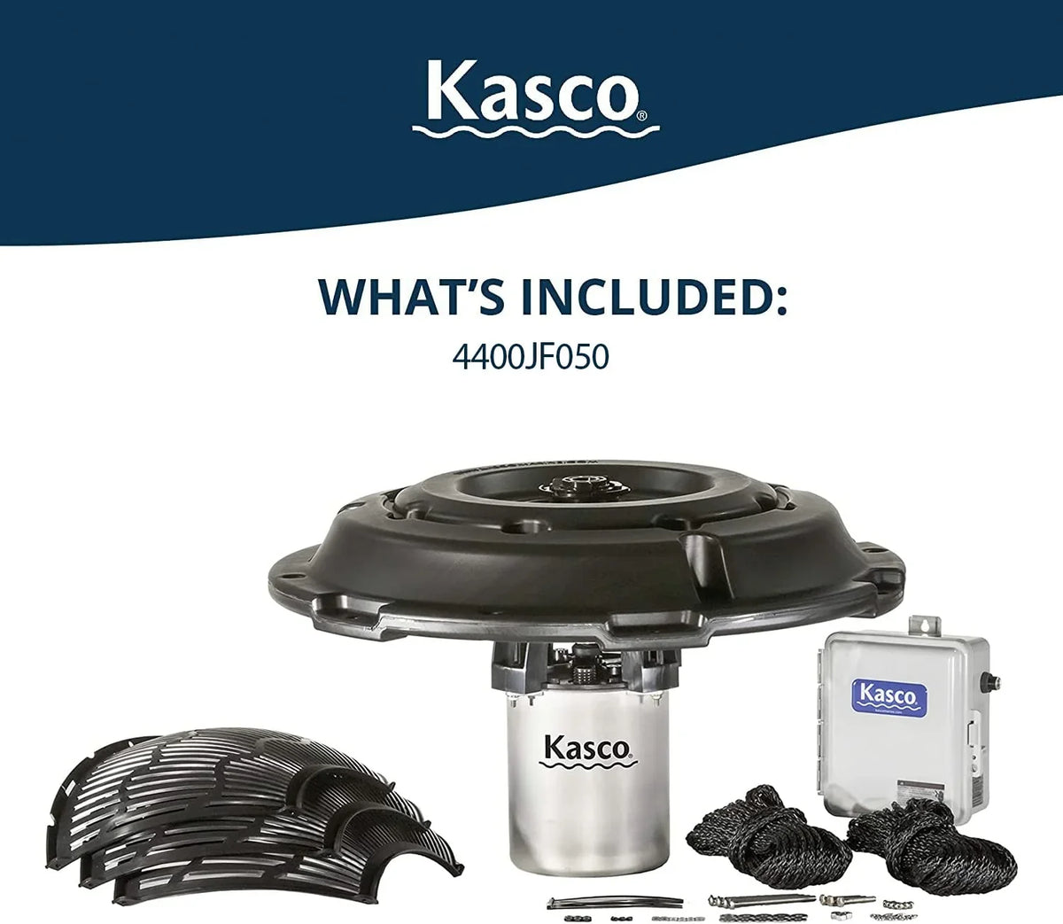 Kasco 1 HP J Series Decorative Fountain - 120V with 50 Ft Current-activated Power Cord | Pond and Lake Fountain | Efficient Pond Aerator Outdoor Fountain Black