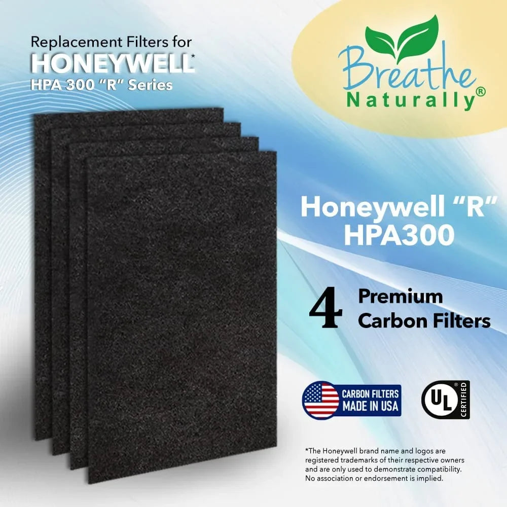 Breathe Naturally HPA300 Replacement Carbon Prefilter 4pk for Honeywell HPA300 Series Air Purifiers