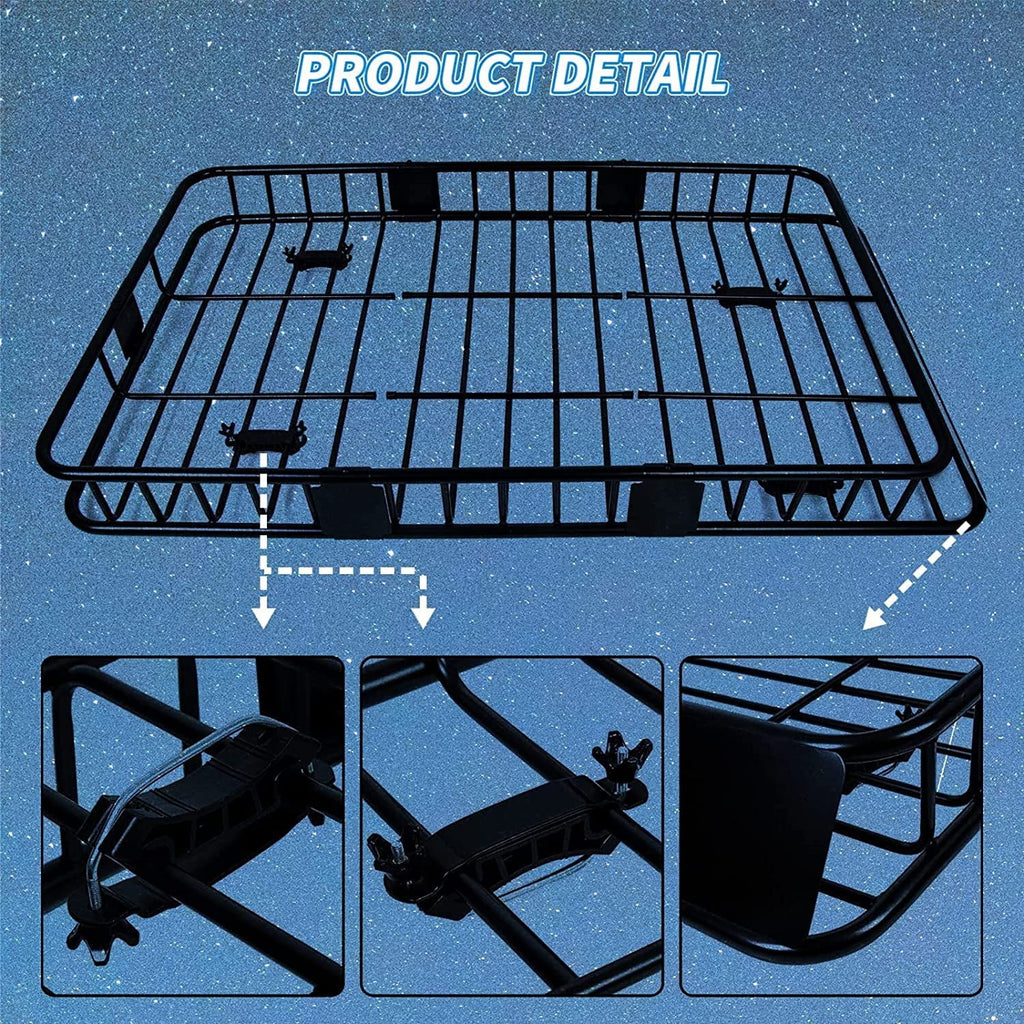 HECASA 64" x 39" x 6'' Universal Roof Rack Cargo Carrier with Extension 250LBS Weight Capacity Heavy Duty Steel Car SUV Top Luggage Storage Holder Basket for Travel
