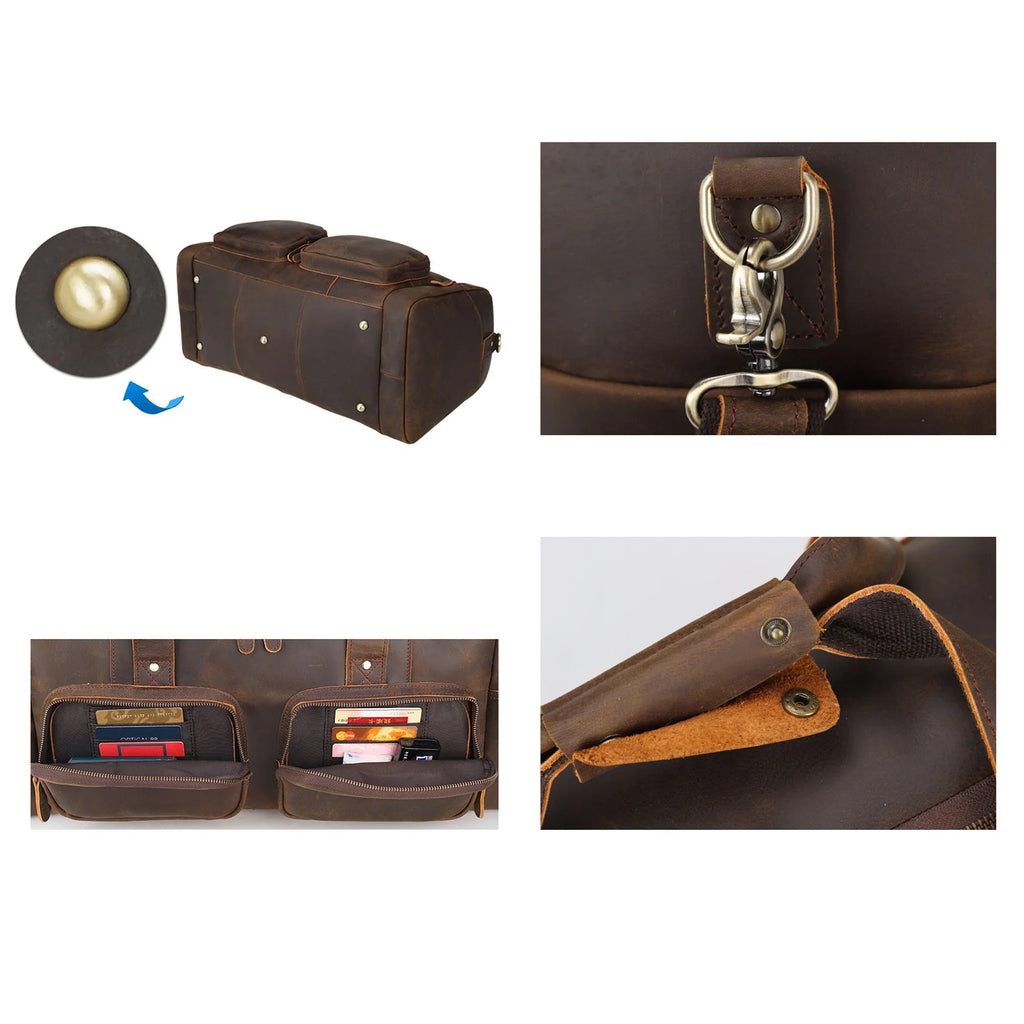 Full Grain Leather Duffle Bag; Travel Bag; Shoulder Bag