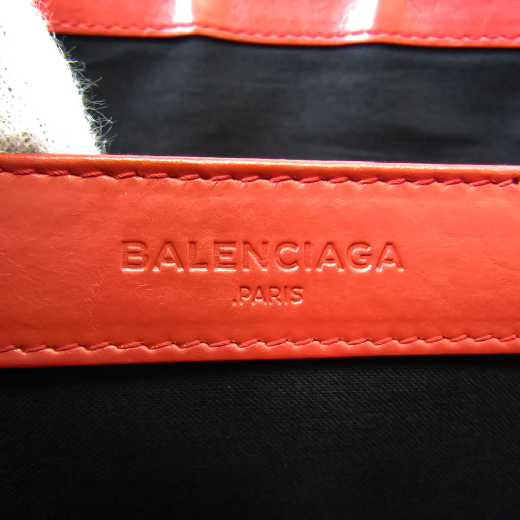 Pre-Owned Balenciaga 373840 Women's Leather;Canvas Clutch Bag;Pouch Beige;Red Color (Good)